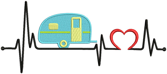 Camper Heartbeat Love Filled Machine Embroidery Design Digitized Pattern