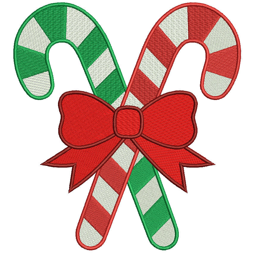Candy Cane Christmas Filled Machine Embroidery Digitized Design Pattern