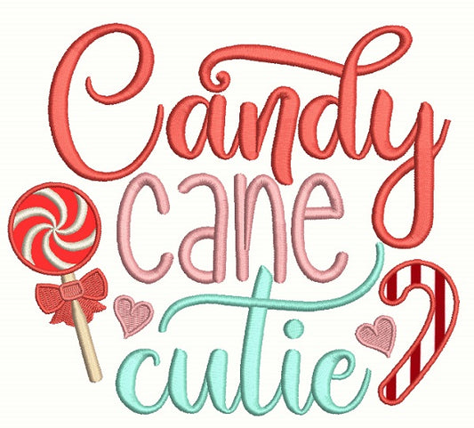 Candy Cane Cutie Christmas Applique Machine Embroidery Design Digitized Pattern