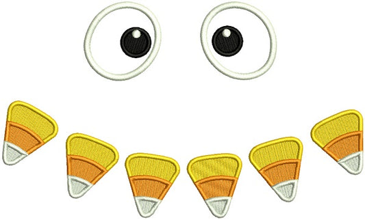 Candy Corn Eyes Halloween Applique Machine Embroidery Design Digitized Pattern