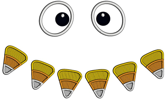 Candy Corn Eyes Halloween Applique Machine Embroidery Design Digitized Pattern