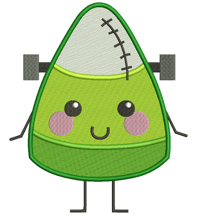 Candy Corn Looks Like Frankenstein Halloween Filled Machine Embroidery Digitized Design Pattern