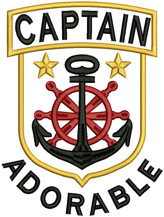 Captain Adorable Nautical Anchor Filled Machine Embroidery Design Digitized Pattern