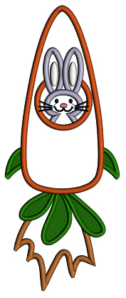 Carot Rocket Ship Easter Bunny Applique Machine Embroidery Design Digitized Pattern