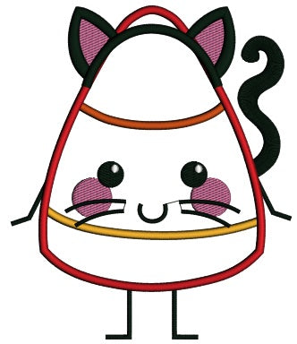 Cat Candy Corn Halloween Applique Machine Embroidery Design Digitized Pattern