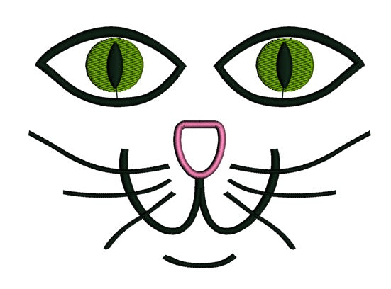Cat Eyes Applique Machine Embroidery Digitized Design Pattern