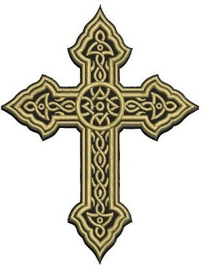 Celtic Metallic Cross Applique Machine Embroidery Digitized Design Pattern - Instant Download - 4x4 , 5x7, 6x10