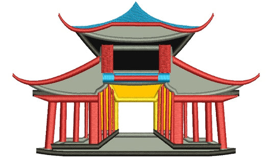 Chinese Oriental Palace Applique Machine Embroidery Digitized Design Pattern