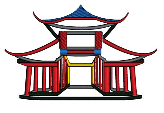 Chinese Oriental Palace Applique Machine Embroidery Digitized Design Pattern