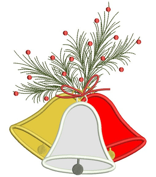 Christmas Bells Applique Machine Embroidery Design Digitized Pattern