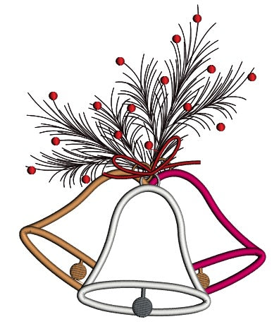 Christmas Bells Applique Machine Embroidery Design Digitized Pattern