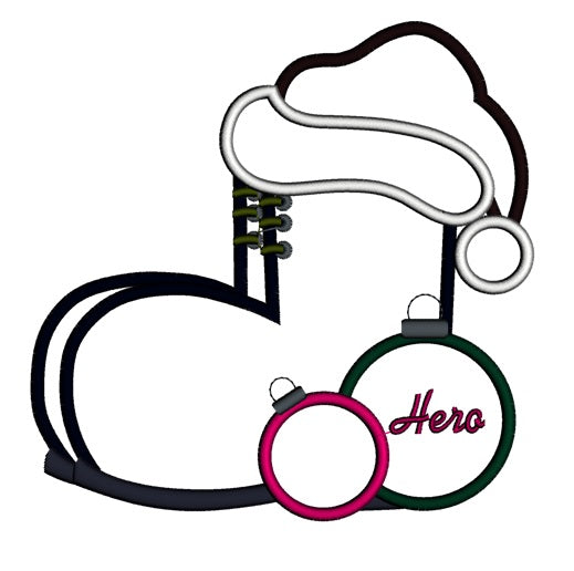 Christmas Boot Applique Machine Embroidery Digitized Design Pattern
