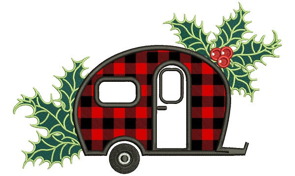 Christmas Camper Winter Applique Machine Embroidery Design Digitized Pattern