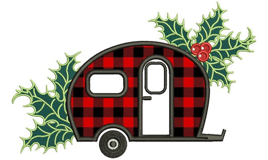 Christmas Camper Winter Applique Machine Embroidery Design Digitized Pattern