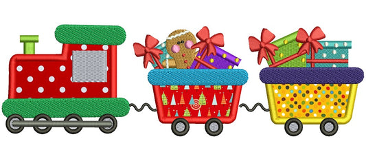 Christmas Choo Choo Train Applique Machine Embroidery Design Digitized Pattern