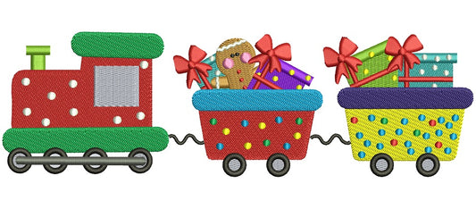Christmas Choo Choo Train Filled Machine Embroidery Design Digitized Pattern
