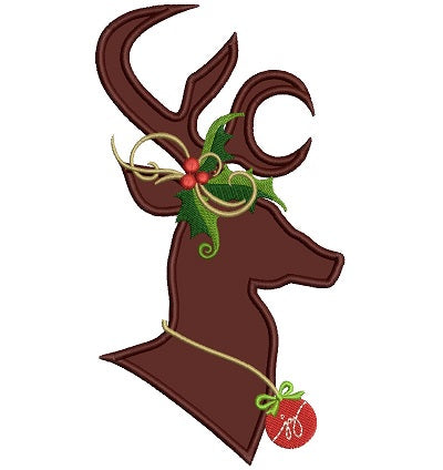 Christmas Doe Applique Hunting Machine Embroidery Country Digitized Design Pattern