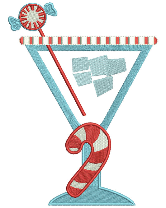 Christmas Martini Glass Applique Machine Embroidery Design Digitized Pattern
