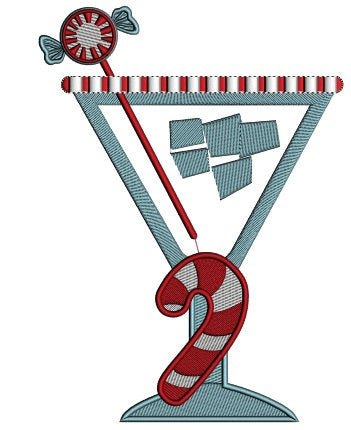 Christmas Martini Glass Applique Machine Embroidery Design Digitized Pattern