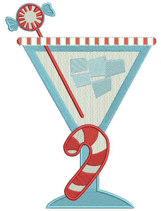 Christmas Martini Glass Filled Machine Embroidery Design Digitized Pattern