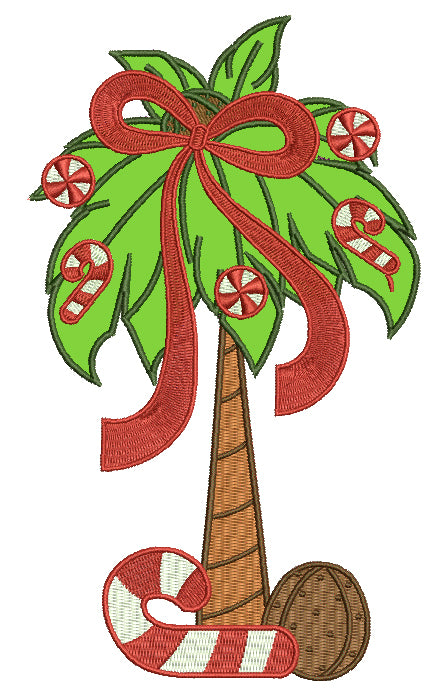 Christmas Palm Tree Applique Machine Embroidery Design Digitized Pattern