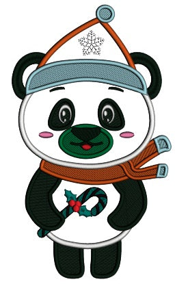 Christmas Panda Applique Machine Embroidery Design Digitized Pattern