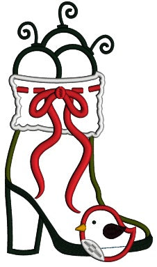 Christmas Toys Inside a Boot Applique Machine Embroidery Digitized Design Pattern