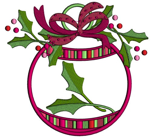 Christmas Tree Ornament Applique Machine Embroidery Design Digitized Pattern