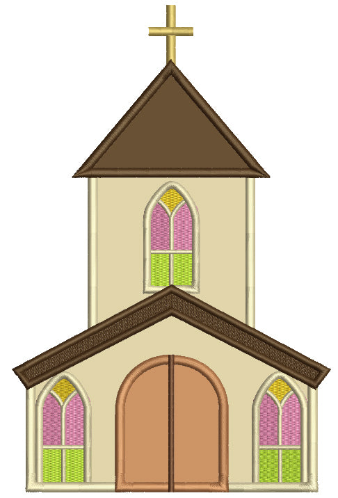 Church Building Applique Religious Machine Embroidery Design Digitized Pattern