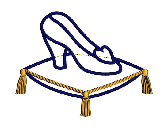 Cinderella Glass Shoe Applique Machine Embroidery Digitized Design Pattern