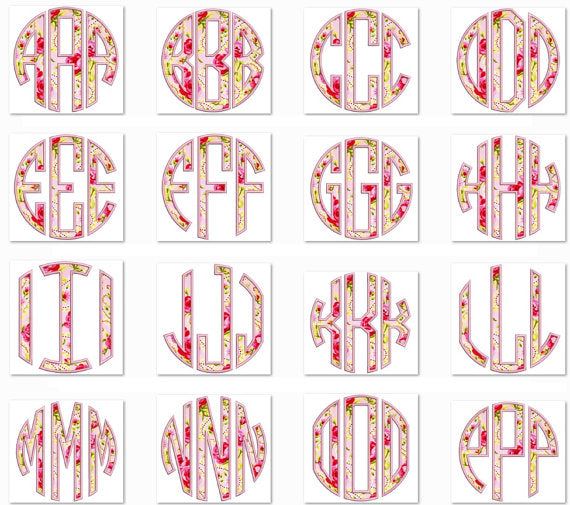 Circle Monogram Applique Machine Embroidery Large Font 3 4 5 inches