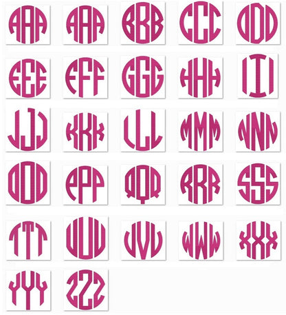 Circle Monogram Machine Embroidery Large Font 5 6 7 inches