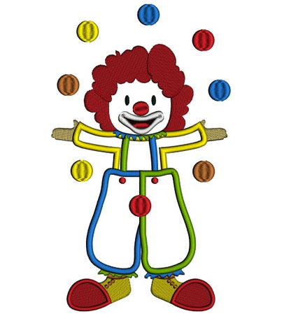 Circus Clown Juggling Balls Applique Machine Embroidery Digitized Design Pattern