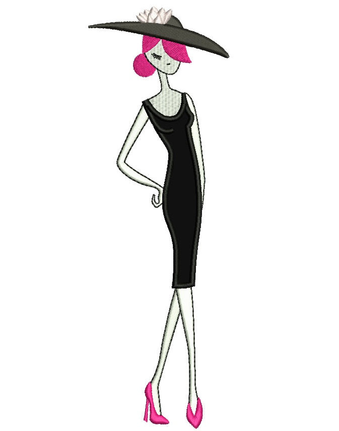 Classy Lady With A Large Hat Applique Machine Embroidery Digitized Des classy-lady-with-a-large-hat-applique-machine-embroidery-digitized-des