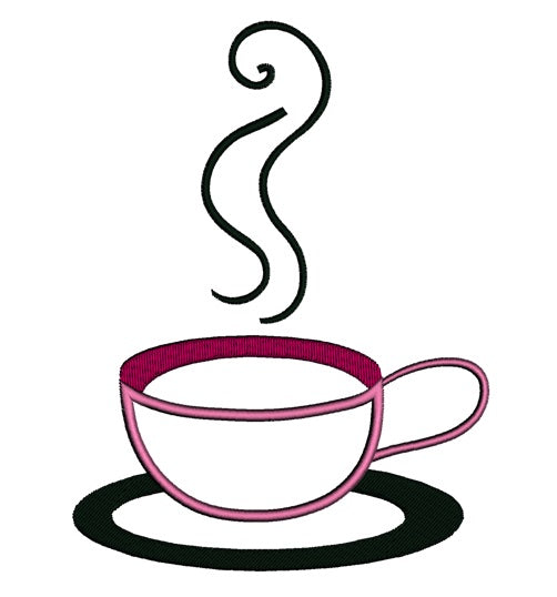 Coffee Cup Applique Machine Embroidery Digitized Design Pattern