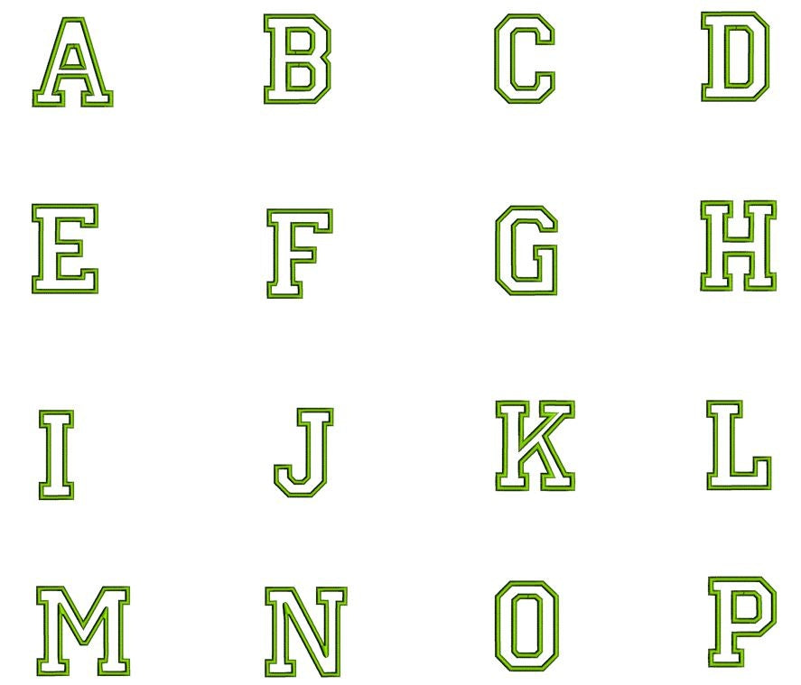College Embroidery Font Script - Instant Download - (Upper Case) Machine Embroidery Design - 1,2,3 inches