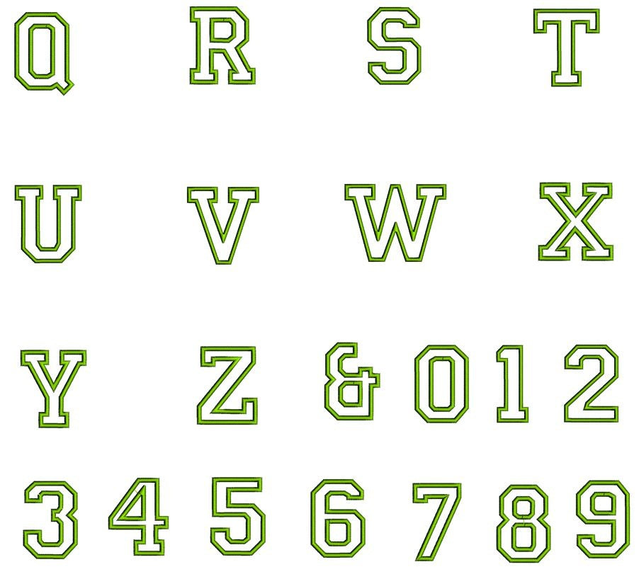 College Embroidery Font Script - Instant Download - (Upper Case) Machine Embroidery Design - 1,2,3 inches