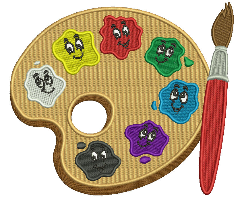 Color Palette With Seven Colors Filled Machine Embroidery Design Digitized Pattern