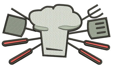Cooking Chef BBQ Day Machine Filled Embroidery Digitized Filled Design Pattern (necktie) - Instant Download - 4x4 , 5x7, and 6x10 -hoops
