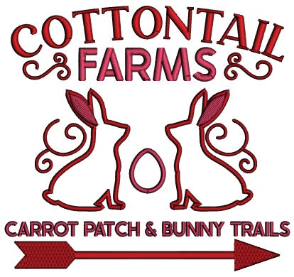 Cottontail Farms Two Bunnies Carrot Patch And Bunny Trails Easter Applique Machine Embroidery Design Digitized Pattern