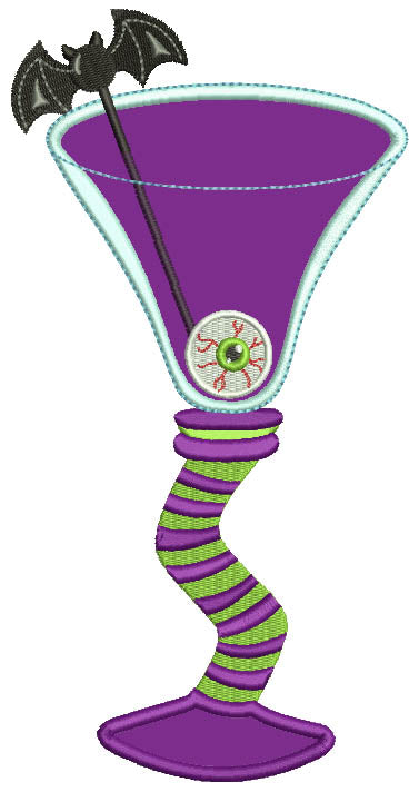 Count Dracula's Drinking Glass Halloween Applique Machine Embroidery Design Digitized Pattern