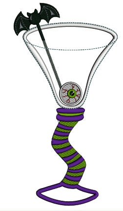Count Dracula's Drinking Glass Halloween Applique Machine Embroidery Design Digitized Pattern