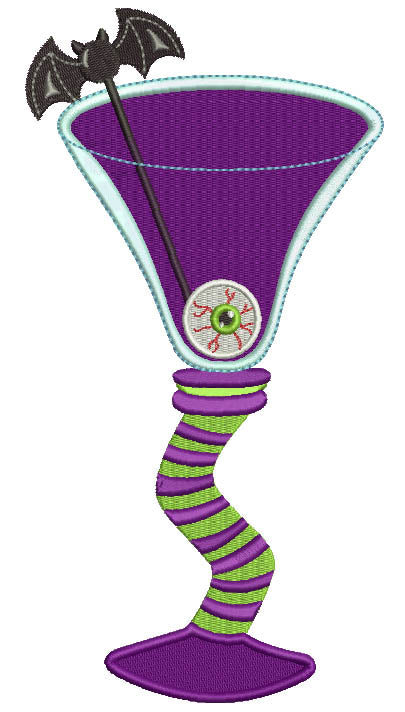 Count Dracula's Drinking Glass Halloween Filled Machine Embroidery Design Digitized Pattern