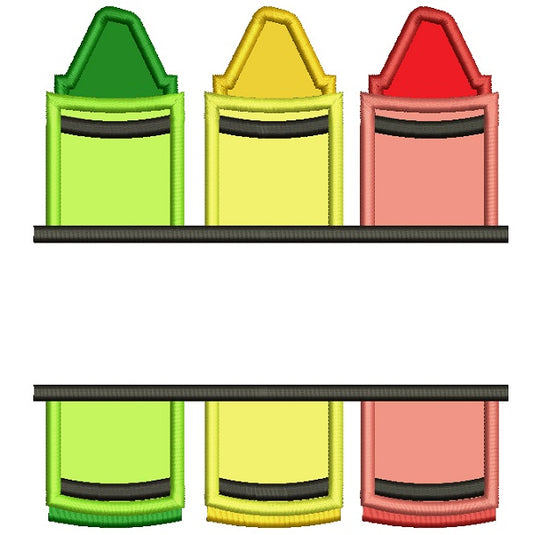 Crayons School Split Applique Machine Embroidery Digitized Design Pattern