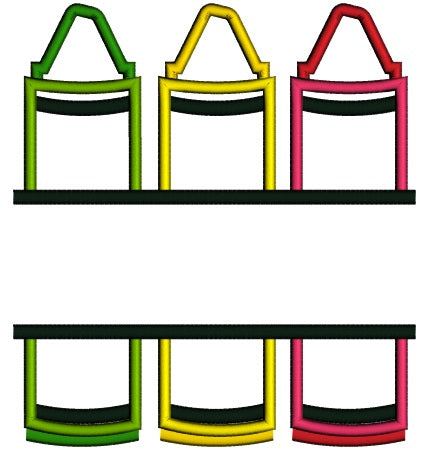 Crayons School Split Applique Machine Embroidery Digitized Design Pattern