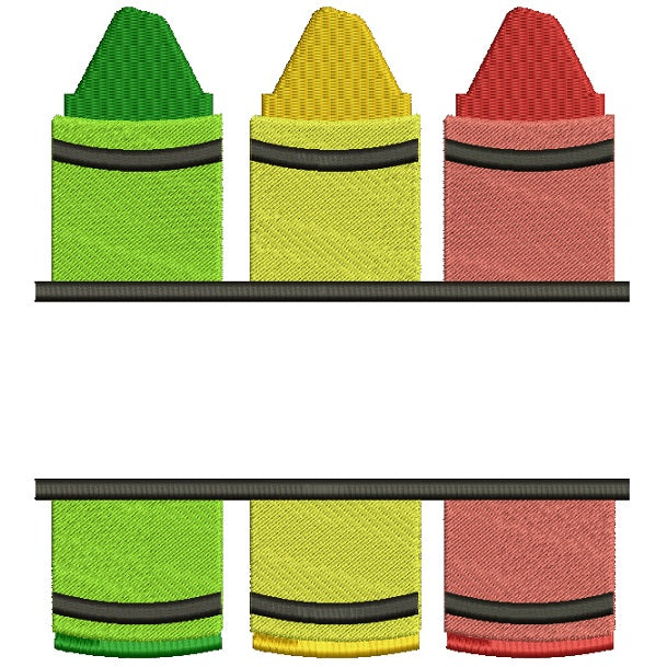 Crayons School Split Filled Machine Embroidery Digitized Design Pattern