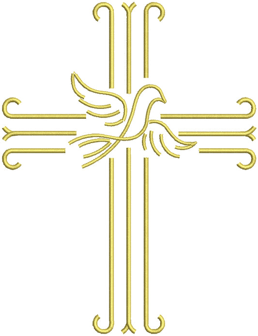 Cross With a Dove Religious Filled Machine Embroidery Design Digitized Pattern
