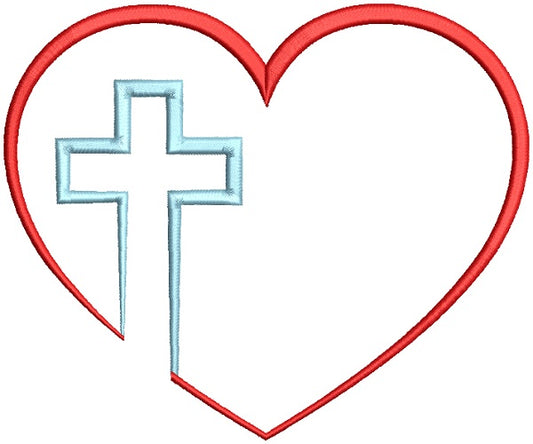 Cross With a Heart Filled Machine Embroidery Design Digitized Pattern