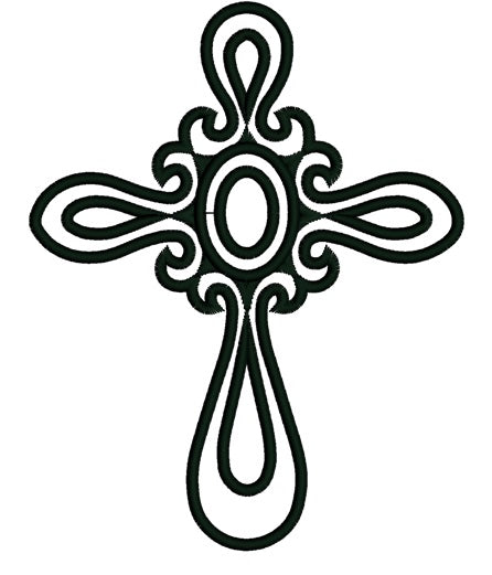 Cross with a jewel Applique Machine Embroidery Digitized Design Pattern