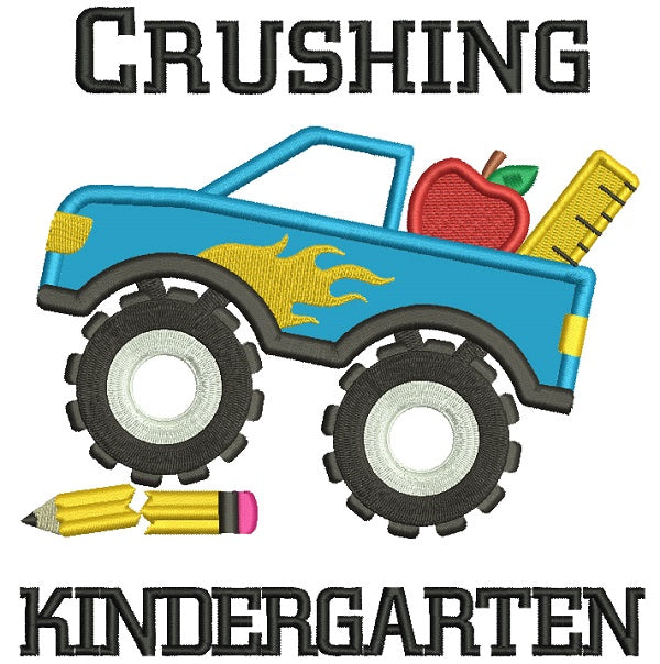 Crushing Kindergarten School Applique Machine Embroidery Design Digitized Pattern